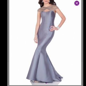 WEDDING & PROM SEASON DRESS: Terani Couture Illusion Neck Mermaid Gown SIZE 14